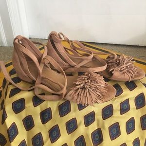 Madewell suede sandals w ankle ties